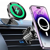 Coolpow for MagSafe Car Mount Charger iPhone Wireless Car Charger Mount【Vent +Dash+Wall 】Fits iPhone 15 Pro Max 14 13 12 Plus Magsafe car Charger CarMount Case【Super Magnet】Magnetic Phone Holder Mount