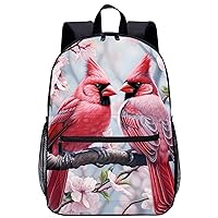 Cardinal Birds Floral Laptop Backpack for Men Women 17 Inch Travel Daypack Lightweight Shoulder Bag