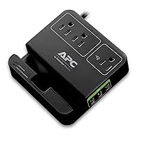 APC 3-Outlet Surge Protector 1080 Joule with 3 USB Charging Ports, SurgeArrest Essential (P3U3B), Black