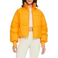 Orolay Women's Winter Oversized Cropped Puffer Jacket Zip Up Short Down Coat Stand Collar Baggy Overcoat