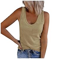 Womens Solid Color Tank Tops Summer Sleeveless Round Neck Base Shirt Plus Size Loose Casual Workout Tee Shirts Vest
