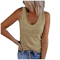 Sleeveless Vests for Women Fall Summer Crewneck Slim Tunics Baby Tees Crochet Cami Tank Striped Tops Vest Women