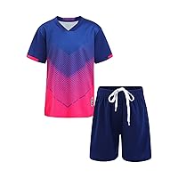 TiaoBug Kids Boys Athletic Shorts Clothes Set Soccer Jerseys Sports Team Training Uniform 2 Pieces Activewear Set