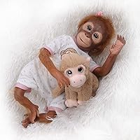 TERABITHIA 21inch 52CM So Truly Hand Detailed Painting Reborn Monkey Baby Dolls Look Real Silicone Vinyl Flexible Collectible Art Newborn Doll Look Realistic