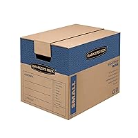 SmoothMove Prime Moving Boxes, Tape-Free and Fast-Fold Assembly, Small, 16 x 12 x 12 Inches, 5 Pack (8862701)