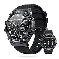 Goodatech 3.5 cm Military Smart Watch for Men Women with Phone Call, 5ATM IP68 Waterproof Fitness Tracker for Android iOS Phones (Black)