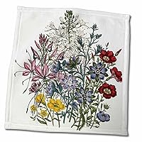 3dRose Linum, Malesherbia, Cleome, Helianthemum Flowers in red, Lavender,... - Towels (twl-153243-3)