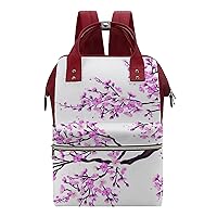 Sakura Tree Cherry Blossoms Diaper Bag for Women Large Capacity Daypack Waterproof Mommy Bag Travel Laptop Backpack