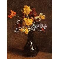 9 Wall Art Vase of Flowers Henri Fantin Latour French impressionist Paintings in Oil - Famous Room Decor -02, 50-$2000 Hand Painted by Art Academies' Teachers