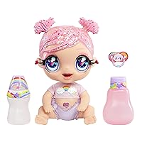 MGA Entertainment Glitter Babyz Dreamia Stardust Baby Doll with 3 Magical Color Changes, Glitter Pink Hair Rainbow Outfit, Diaper, Bottle, Pacifier Gift for Kids, Toy for Girls Boys Ages 3 4 5+