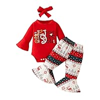 Toddler Girls Christmas Outfits Long Sleeve Santa Sweater Top Flared Pants Fall Winter Dress Pants for Teen Girls