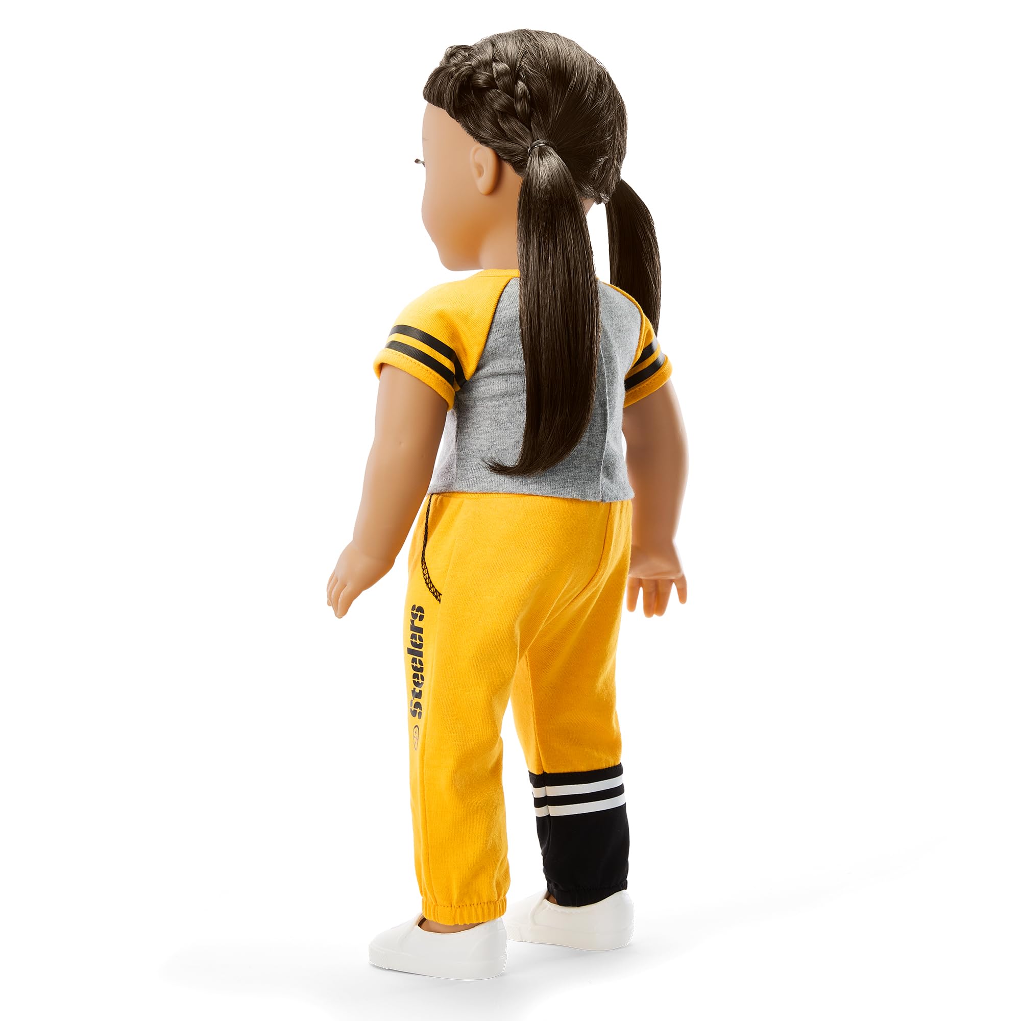 American Girl Pittsburgh Steelers 18 inch Doll Fan Outfit and Accessories, Black and Yellow, 6 pcs, Ages 6+