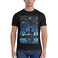 Anime The Ancient Magus' Bride Shirt Crew Neck Fashionable Short Sleeve Summer Cotton Male's Shirts Black