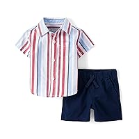 The Children's Place Baby Boy's and Newborn Sleeve Button Down Shirt and Shorts 2 Piece Set