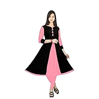 Women's Long Dress Beautiful Girl's Wear Tunic Indian Wedding Wear Frock Suit Black & Peach