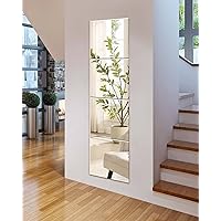 Full Body Length Mirrors for Walls, 12x12 4pcs Acrylic Plexiglass Wall-Mounted Stick on Frameless Square Makeup Large Long Mirror Home Workout Gym