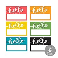 Hello My Name is Bright Stickers / 250 Trendy Name Tags / 6 Colorful Name Labels / 2