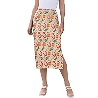Stretchy Slip Skirt for Women Girl Midi Below Knee Skirts High Waist for Business Casual