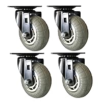 8268E Designer Casters 3 inch Soft Rubber Chrome & Black Designer Caster, 4 Pack