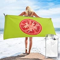 Tomato Slice Print Quick Dry Sand Free Beach Towel, Super Absorbent Bath Towel Suitable for Swimming Pools Bathrooms Fitness Picnics Camping Travel Yoga Blankets 31.5x63 in.