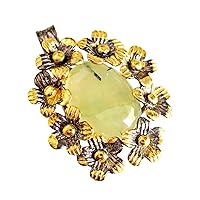 Prehnite Bridal-Wedding Gift 925 Sterling Silver Black Rhodium Gold Plated Antique Pendant