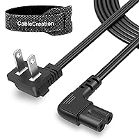 10 Feet 18 AWG Angled 2-Slot Non-Polarized Angle Power Cord Bundle with Cable Ties 6inch