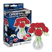 BePuzzled | Roses in Vase Original 3D Crystal Puzzle, Ages 12 and Up, Red