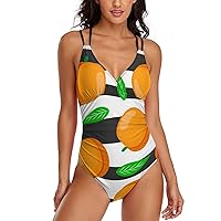 Peaches Women's One Piece Swimsuit V Neck Bathing Suits Tummy Control Swimwear