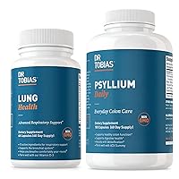Dr. Tobias Lung Health & Psyllium Daily Supplements, Lung Cleanse & Detox Formula, Supports Healthy Bowel Movements with Psyllium Husk, Vitamin C, Butterbur, Quercetin, Daily Fiber and Lung Supplement