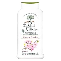 Le Petit Olivier Shower Cream, Cherry Blossom, 16.9 oz - Moisturizing Cream for Sensitive Skin - Natural Extracts - Enriched with Glycerin - pH Neutral - Soap-Free - Dye-Free - In-Shower Body Cream