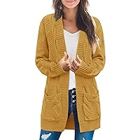 MEROKEETY Women's 2024 Long Sleeve Cable Knit Cardigan Sweaters Open Front Fall Outwear Coat