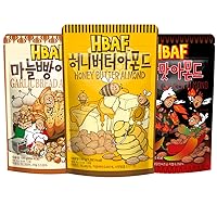 [Official Gilim HBAF] Korean Seasoned Almonds 3 Flavor Variety Pack Mix (Honey Butter, 1 x 190g, Garlic Bread, 1 x 190g, Hot & Spicy Chicken, 1 x 190g)