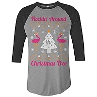Threadrock Flockin' Around The Christmas Tree Unisex Raglan T-Shirt