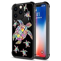 CARLOCA Compatible with iPhone 14 Pro Max Case,Colorful Rainbow Turtle Family Graphic Design Shockproof Anti-Scratch Drop Protection Case for iPhone 14 Pro Max