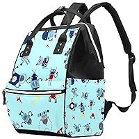 Robots Pattern Diaper Bag Backpack Baby Nappy Changing Bags Multi Function Large Capacity Travel Bag