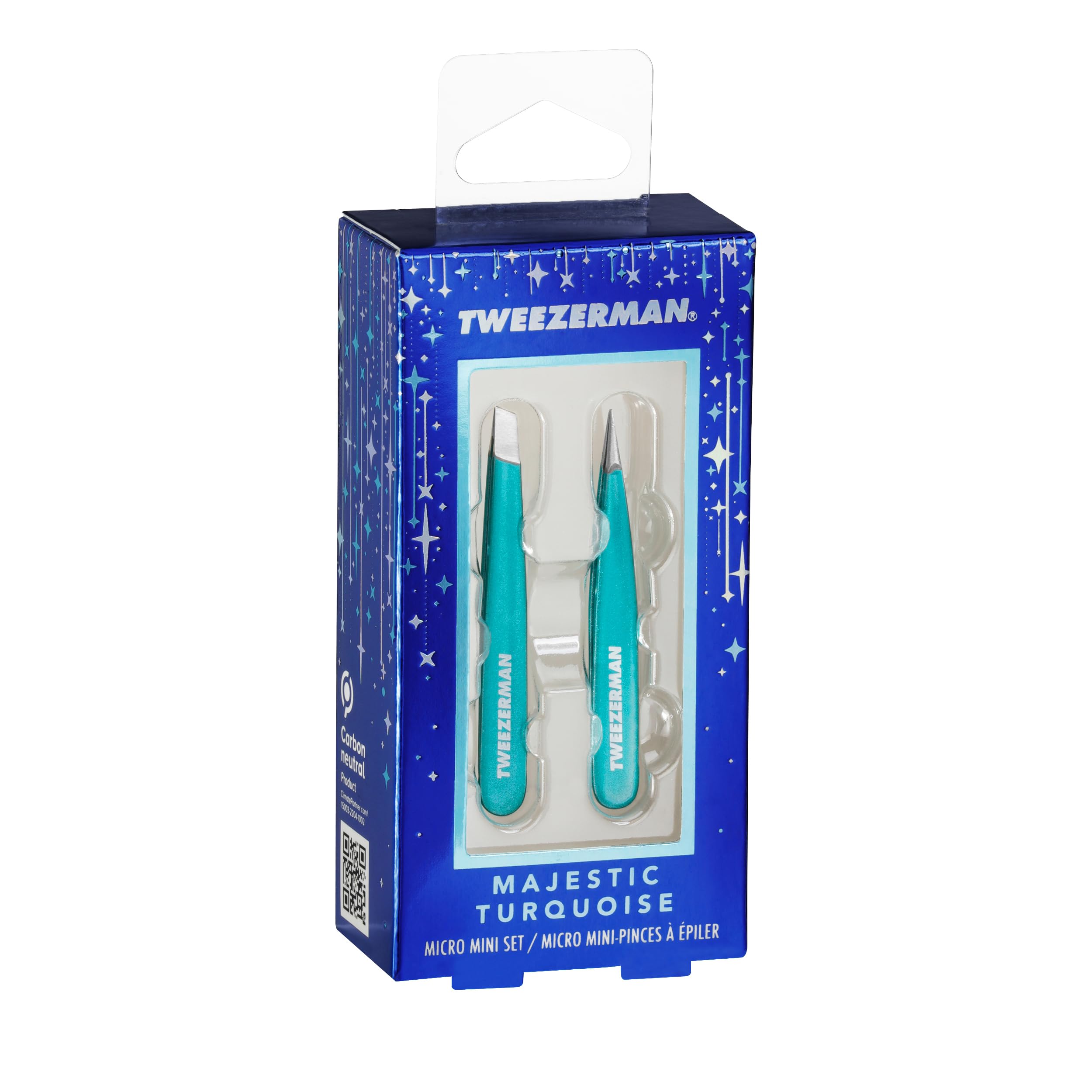 Tweezerman Majestic Turquoise Micro Mini Slant & Point Tweezer Set