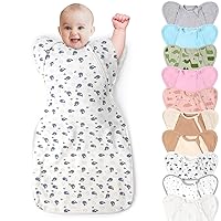 3-Way Wearable Swaddle Blankets Sleep Sack with Arms Up Self-Soothing, Easy Diaper Changing Sleeping Bag for Baby Boy Girl Newborns Transitions to Arms-Free Calms Startle Reflex Better Sleep