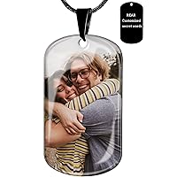 Bivei Custom Photo Dog Tag Necklace Personalized Memorial Necklace with Picture for Men & Women Customized Stainless Steel Jewelry Gift