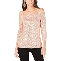 Womens Sequined Cold Shoulder Blouse