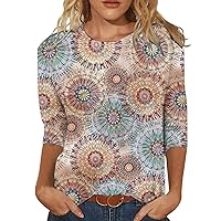 Women's Mexican Blouses Print Autumn and Winter Casual Round Neck Printed Long Sleeve Top Plus Size Clothes, S-2XL