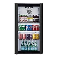 PremiumLevella PRF37DX Glass Door Display Refrigerator 3.1 cu ft Commercial Beverage Cooler Merchandiser - Black