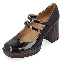 Journee Collection Womens Medium and Wide Width Shasta Platform Pumps Square Toe Mary Jane Heels with Tru Comfort Foam Insole