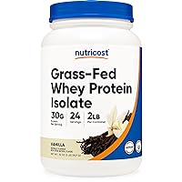 Nutricost Grass-Fed Whey Protein Isolate (Vanilla) 2LBS - Non-GMO, Gluten Free, Natural Flavors