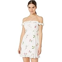 ASTR the label Women's Monte Off The Shoulder Embroidered Lace Mini Dress, Redpink Floral, M