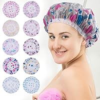 GEUNPA® Reusable Shower Cap For Women Reusable Waterproof Shower Caps For Women Reusable For Homes, Spas, Salons, Hair Cap Treatment,Beauty Parlors (Multicolored and Print,Pack Of 6)