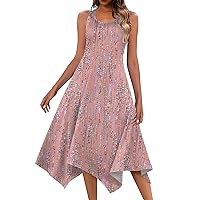 Dresses for Women Casual Sleeveless Boho A-Line Cocktail Dresses Dressy Athleisure Flowy Ruffled Loungewear Clothing