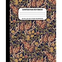 College Ruled Composition Notebook :: vintage floral cover, College ruled, 60 sheets 120 pages , 7.5
