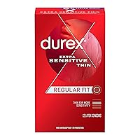 Durex Extra Sensitive Lubricated Ultra Thin Premium Condoms, Regular Fit, 12 Count
