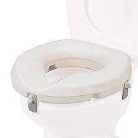 Universal Fit 3 Inch Elevated Toilet Seat, Low Profile Rise Height Lift, Tightening Stability Lock, Portable Bath Safety Commode Support