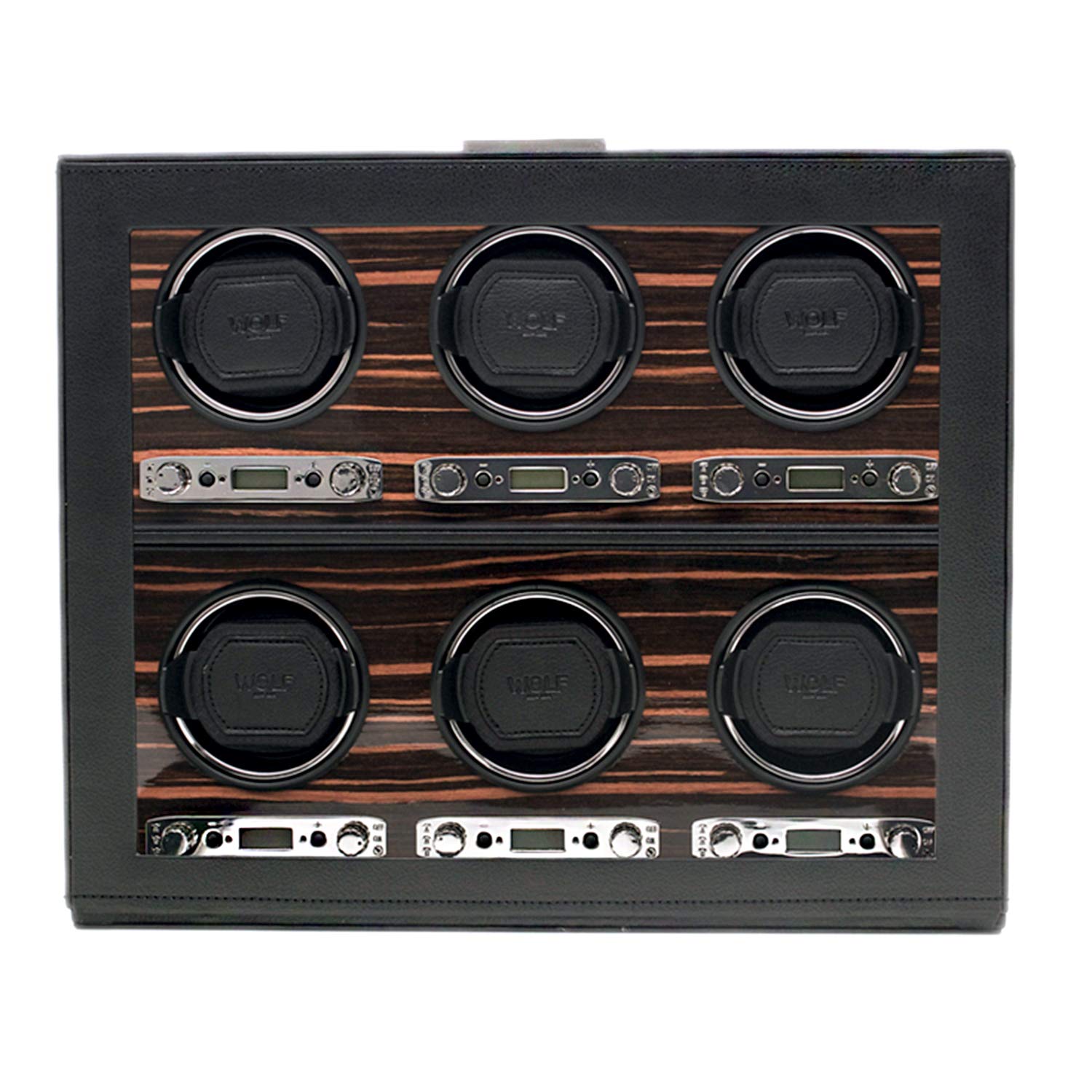 WOLF 459256 Roadster 6 Piece Watch Winder with Cover, Black